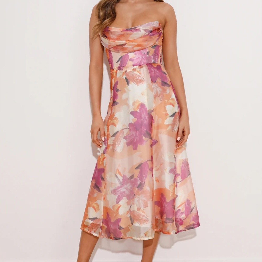 NWT Hello Molly Fancy Party Midi Dress Orange Size M